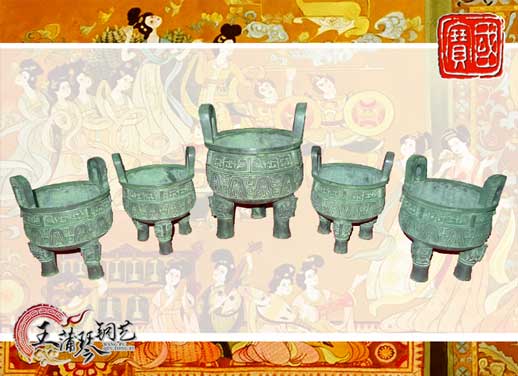 銅鼎，銅五鼎，中國(guó)鼎，佛像用鼎